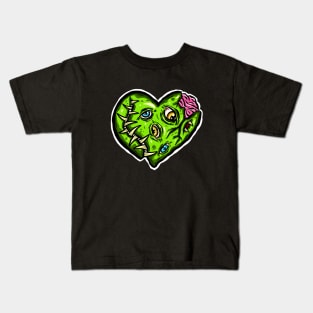 Zombie Heart Tooth Brain Green Valentines Day Kids T-Shirt